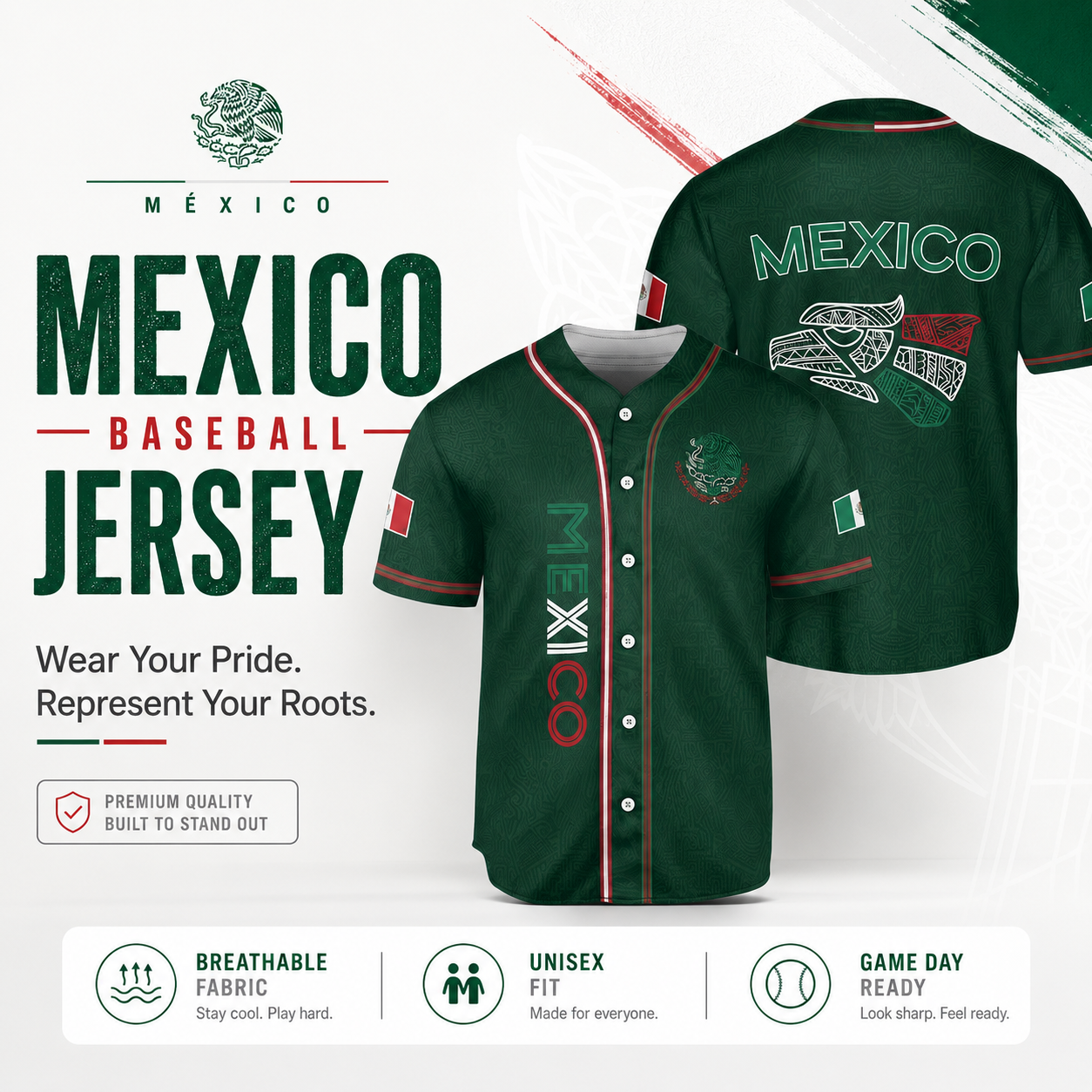 Mexico Baseball Jersey, Mexican Jersey Shirt for Men Women Youth Game Day Outfit For Mexico Fans