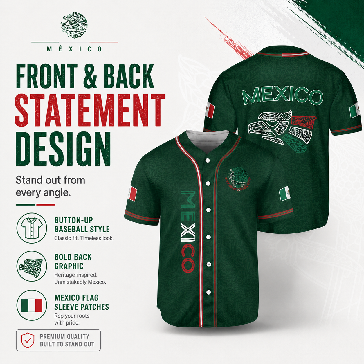 Mexico Baseball Jersey, Mexican Jersey Shirt for Men Women Youth Game Day Outfit For Mexico Fans