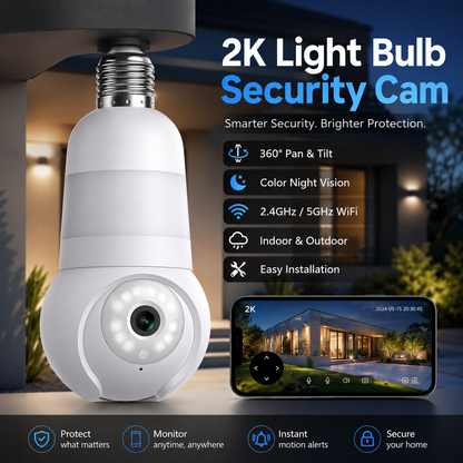 360° Light Bulb Security Camera – Wireless AI Home Surveillance System