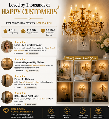 💎 Crystal Chandelier Plug-In Night Light – Instant Luxury Home Decor Outlet Lamp for Kitchen & Bedroom