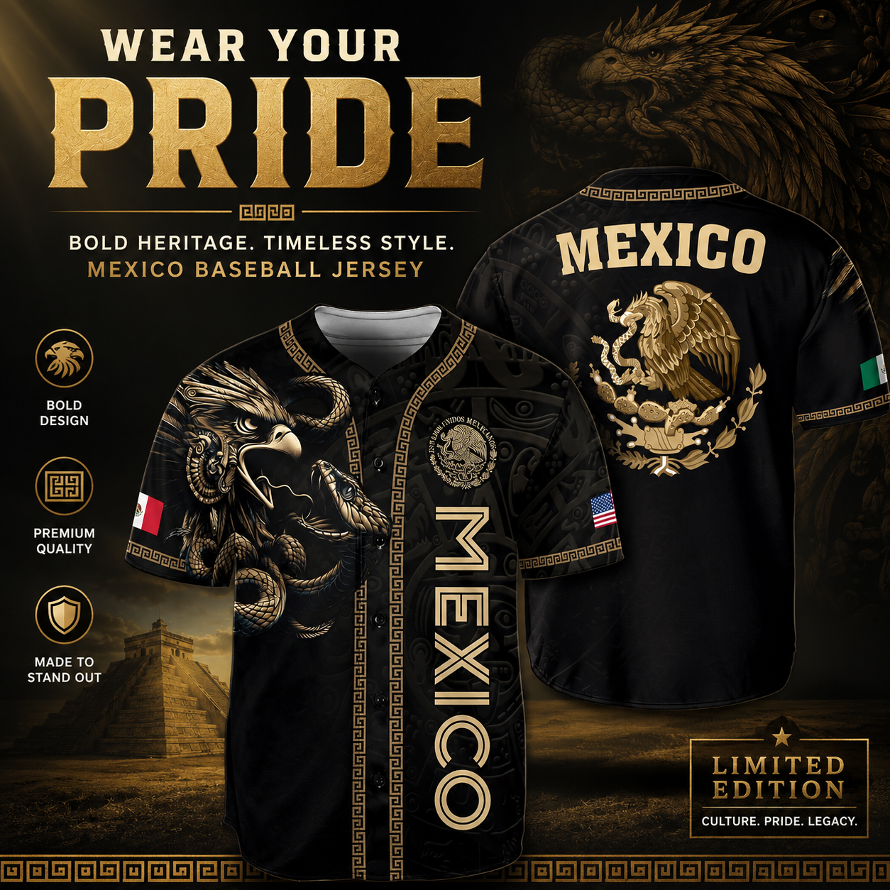 🇲🇽 Mexico Heritage Baseball Jersey – Premium Breathable Fan Shirt | Vintage Mexican Pride Edition
