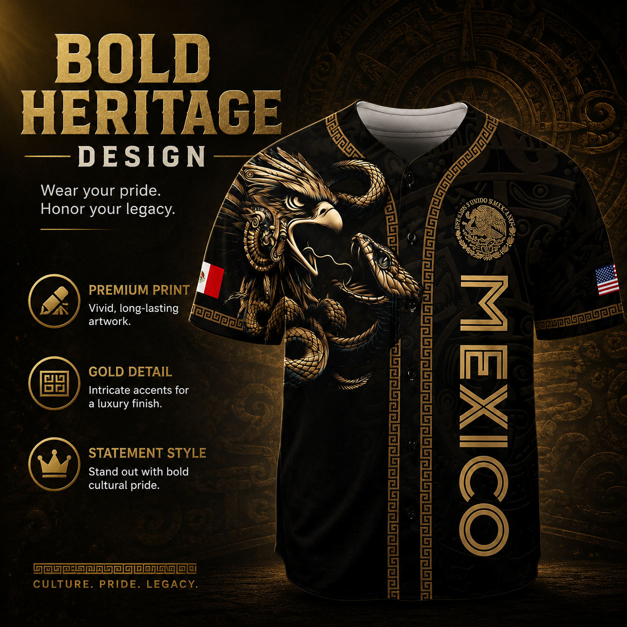 🇲🇽 Mexico Heritage Baseball Jersey – Premium Breathable Fan Shirt | Vintage Mexican Pride Edition