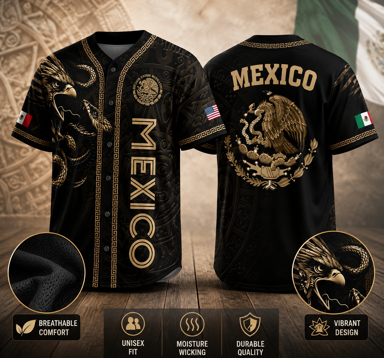 🇲🇽 Mexico Heritage Baseball Jersey – Premium Breathable Fan Shirt | Vintage Mexican Pride Edition
