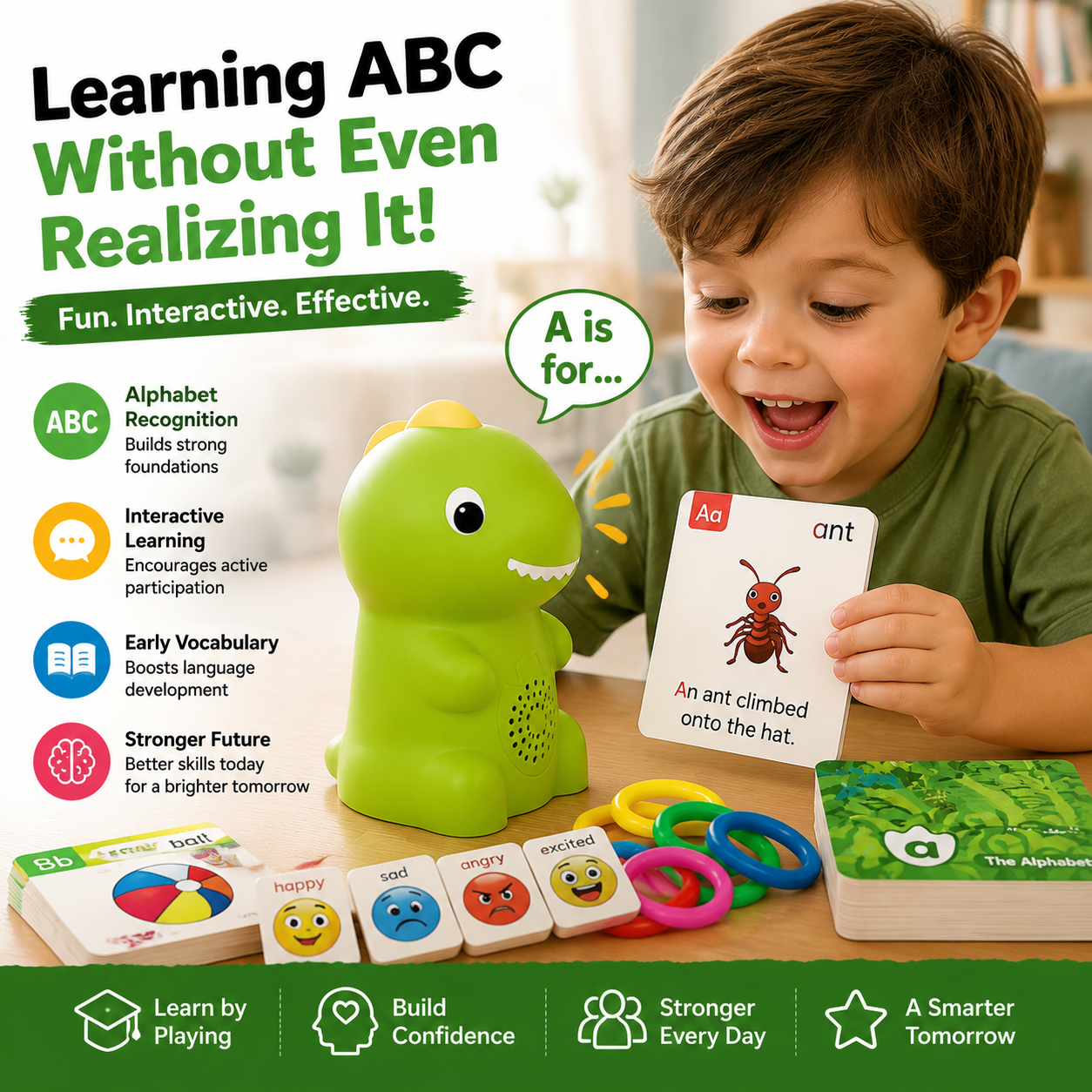 🦖 Interactive Talking Dinosaur Learning Toy Set – Early Education Kit for Kids (Alphabet, Emotion & Cognitive Development)