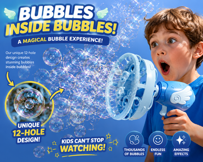 🫧 Angel Bubble Blaster – Bubbles Inside Bubbles Magic Bubble Gun for Kids Outdoor Fun, Party & Family Entertainment