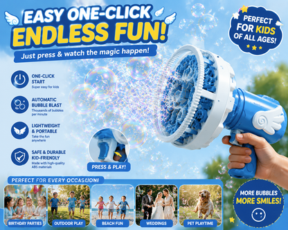 🫧 Angel Bubble Blaster – Bubbles Inside Bubbles Magic Bubble Gun for Kids Outdoor Fun, Party & Family Entertainment