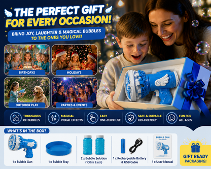 🫧 Angel Bubble Blaster – Bubbles Inside Bubbles Magic Bubble Gun for Kids Outdoor Fun, Party & Family Entertainment