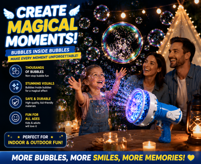 🫧 Angel Bubble Blaster – Bubbles Inside Bubbles Magic Bubble Gun for Kids Outdoor Fun, Party & Family Entertainment