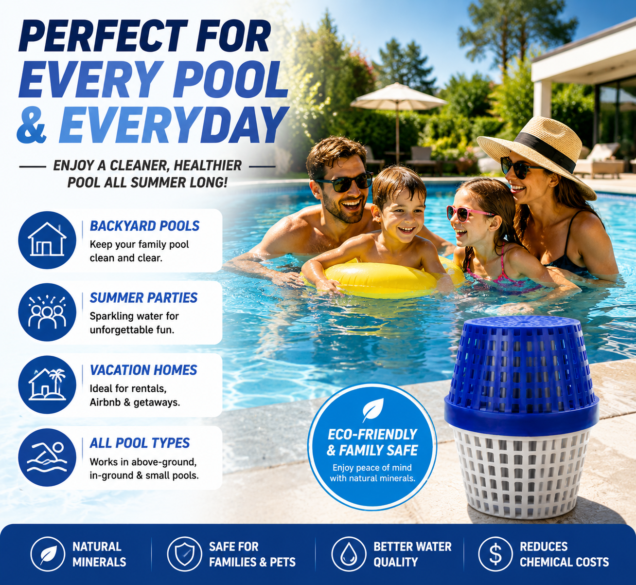 🏊‍♂️ Crystal Clear Pool Water Mineral Cleaner – Anti-Algae Pool Treatment Stick