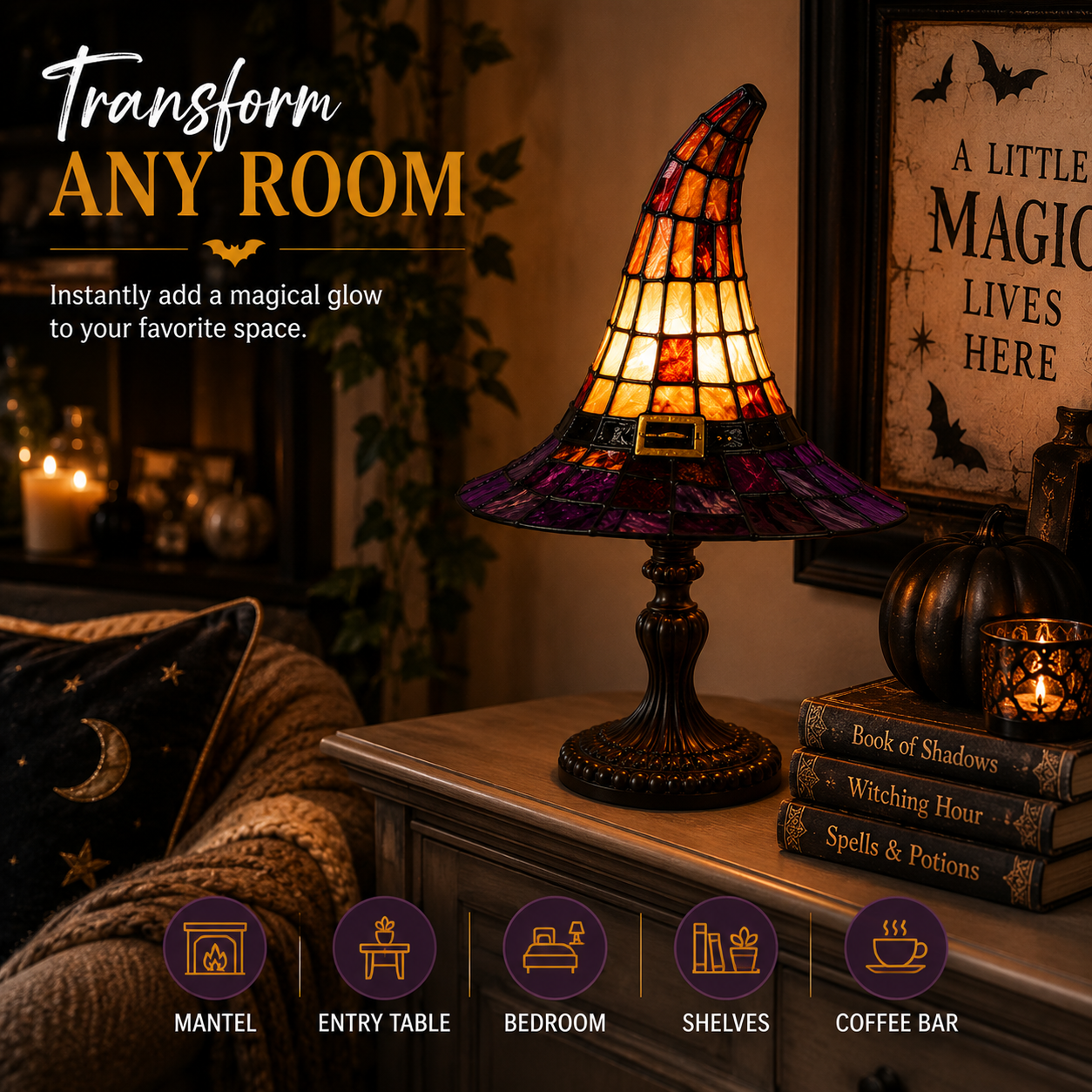 ✨Viral Stained Glass Witch Hat Lamp™ | Halloween Home Decor 2026🎃