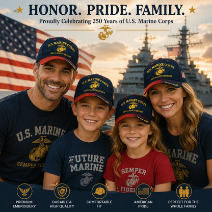 🔥 Father’s Day Sale - ❤️ U.S. Marine Corps 250th Anniversary Commemorative Embroidered Cap 🇺🇸