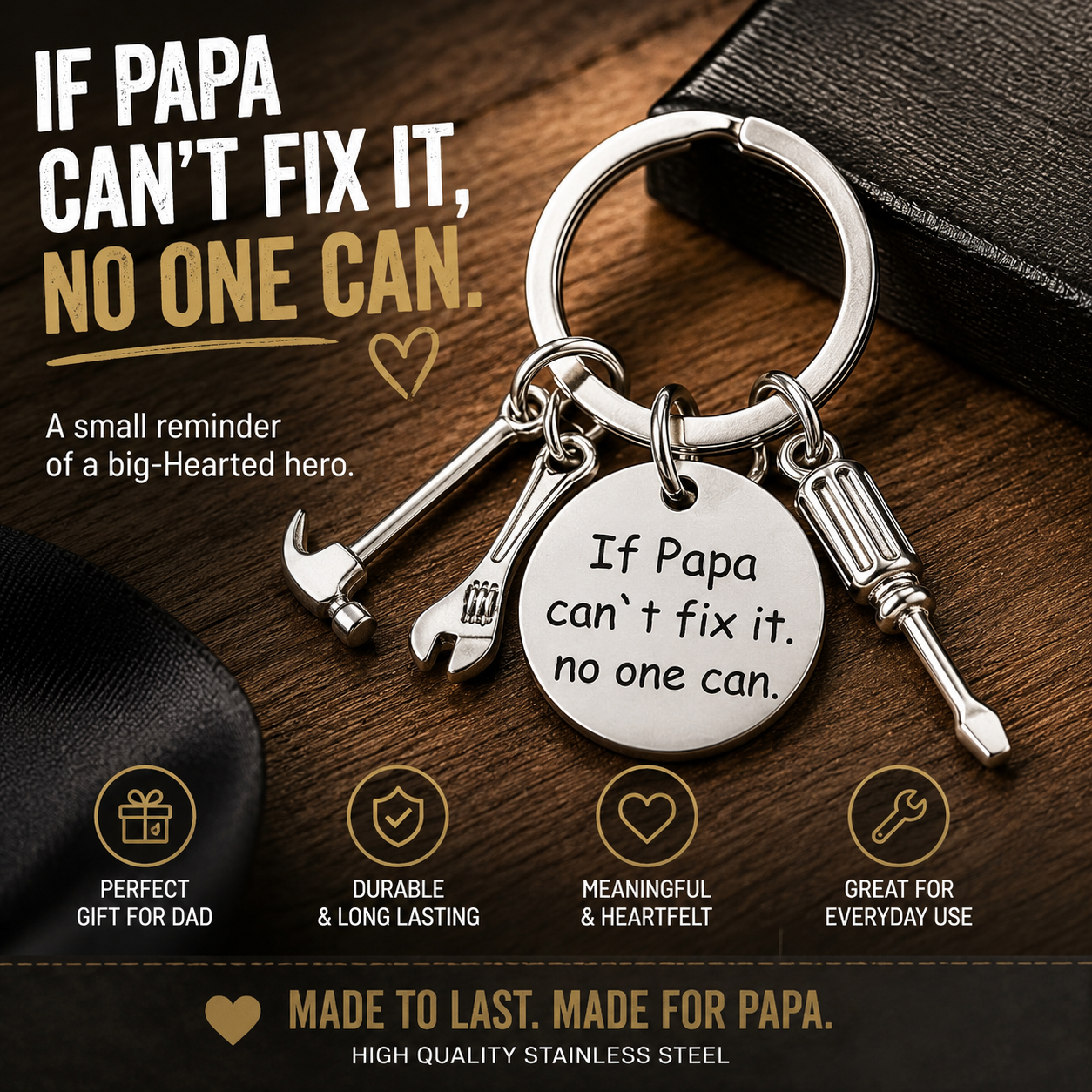 If Papa Can't Fix It Keychain™ | Meaningful Gift For Dad & Grandpa