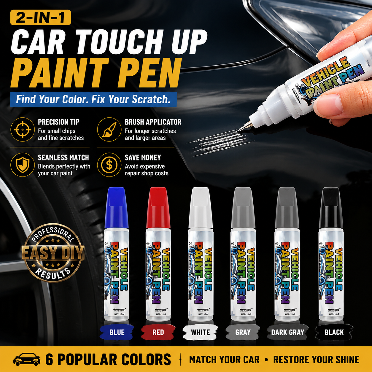 🔥 50% OFF TODAY |🚗 Car Scratch Repair Pen – Quick Touch Up Paint For Car Scratches