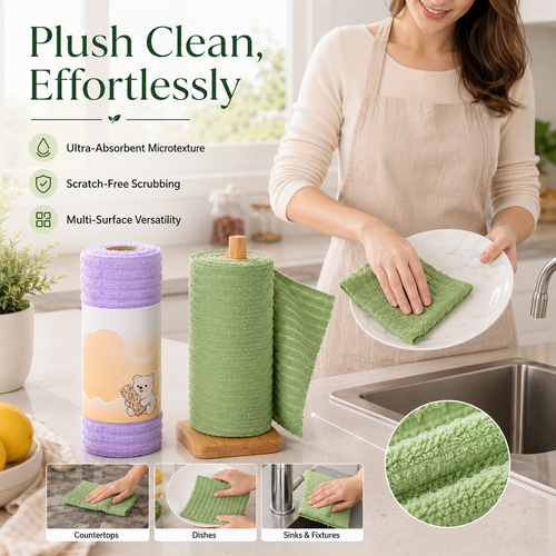 🌟 Premium Reusable & Antibacterial Cleaning Cloth Roll 🌟