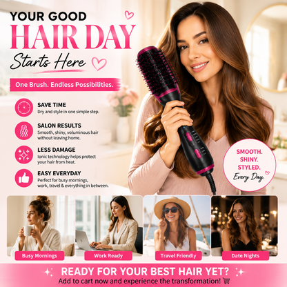 💇‍♀️ One-Step Hair Dryer Brush – 3-in-1 Blow Dryer & Styler For Smooth Frizz-Free Salon Hair