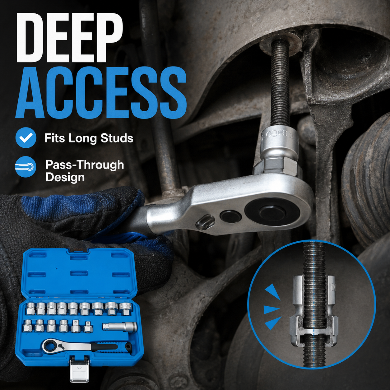 🔥Bestseller｜17-Piece Pass Through Socket Set, Metric 10–24mm
