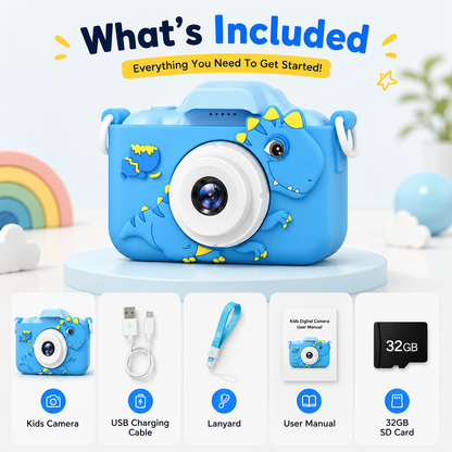 🔥📸 Kids Digital Camera with Selfie Mode – 1080P HD Rechargeable Camera, Cute Silicone Case, 32GB Card Included | Best Birthday & Christmas Gift for Kids Ages 3-12