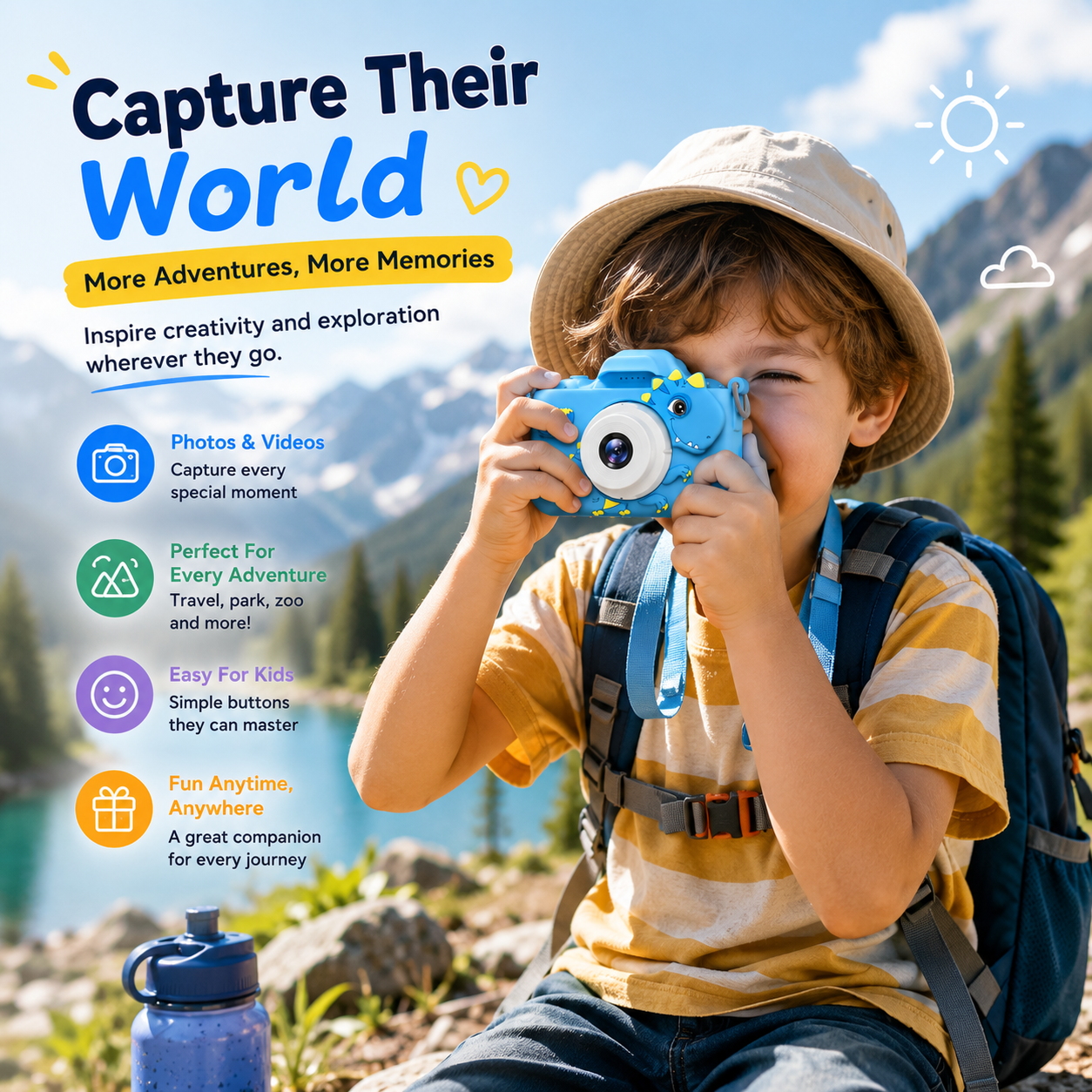 🔥📸 Kids Digital Camera with Selfie Mode – 1080P HD Rechargeable Camera, Cute Silicone Case, 32GB Card Included | Best Birthday & Christmas Gift for Kids Ages 3-12