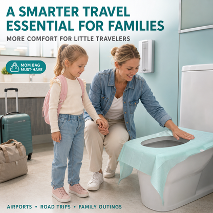 🚽 Disposable Adhesive Toilet Seat Covers – Extra Coverage for Travel & Public Restrooms