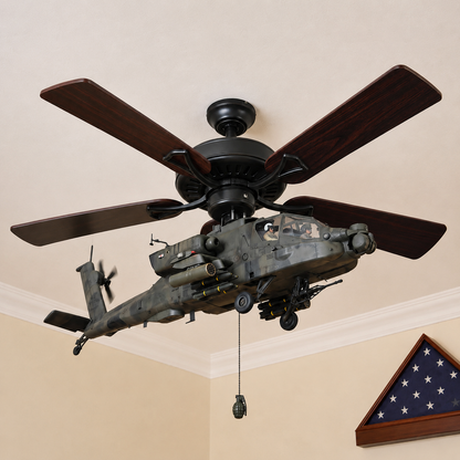 🚁 Military Helicopter Ceiling Fan Decor – Realistic Hanging Ornament for Man Cave & Home