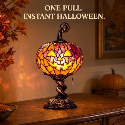Halloween Stained Glass Style Pumpkin Table Lamp
