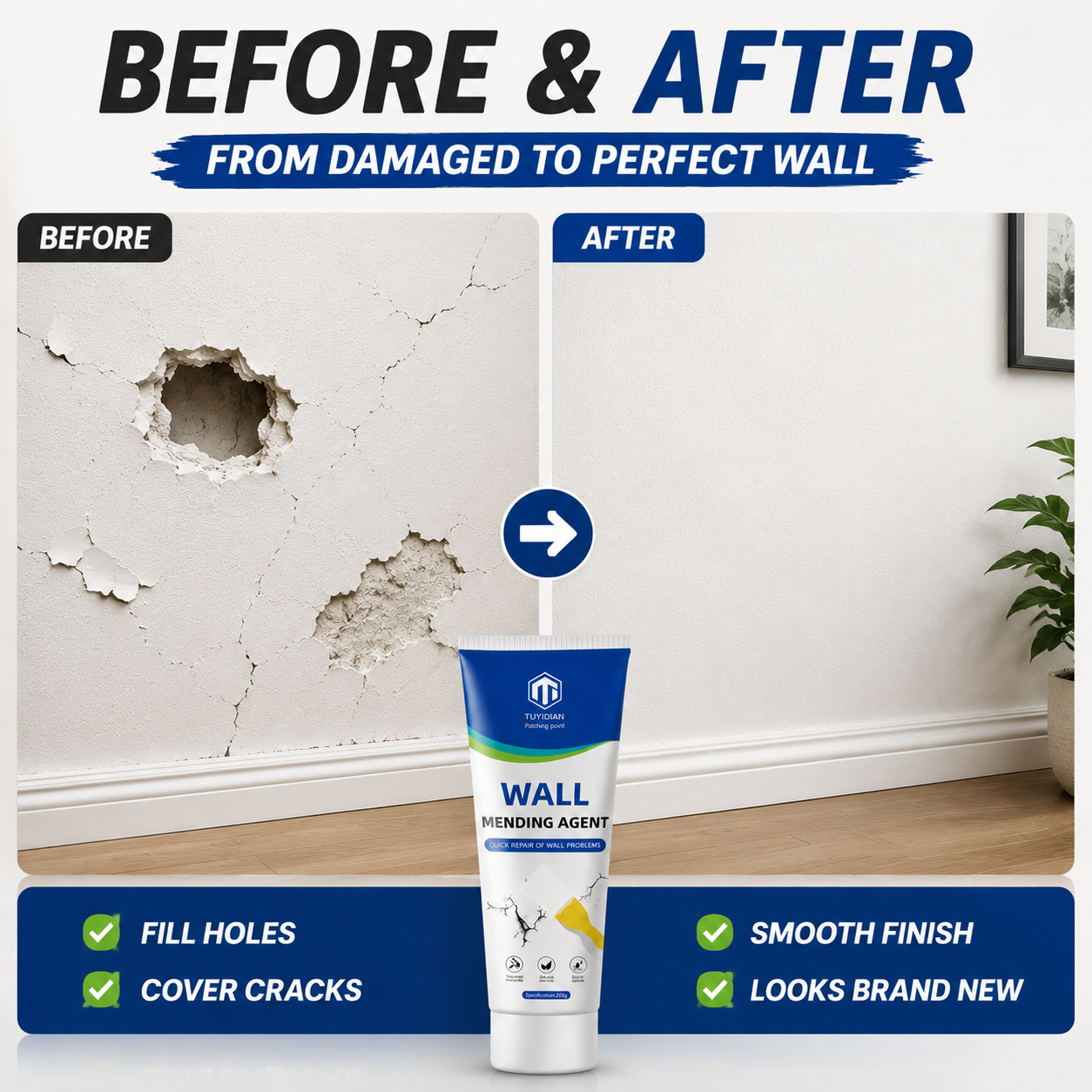 Multi-purpose Drywall Patch Paste Waterproof Quick-drying Wall Mending Adhesive