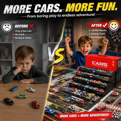 48pcs Pull-Back Toy Cars Set, Mini Alloy Racing Cars with Track Gift Box for Kids