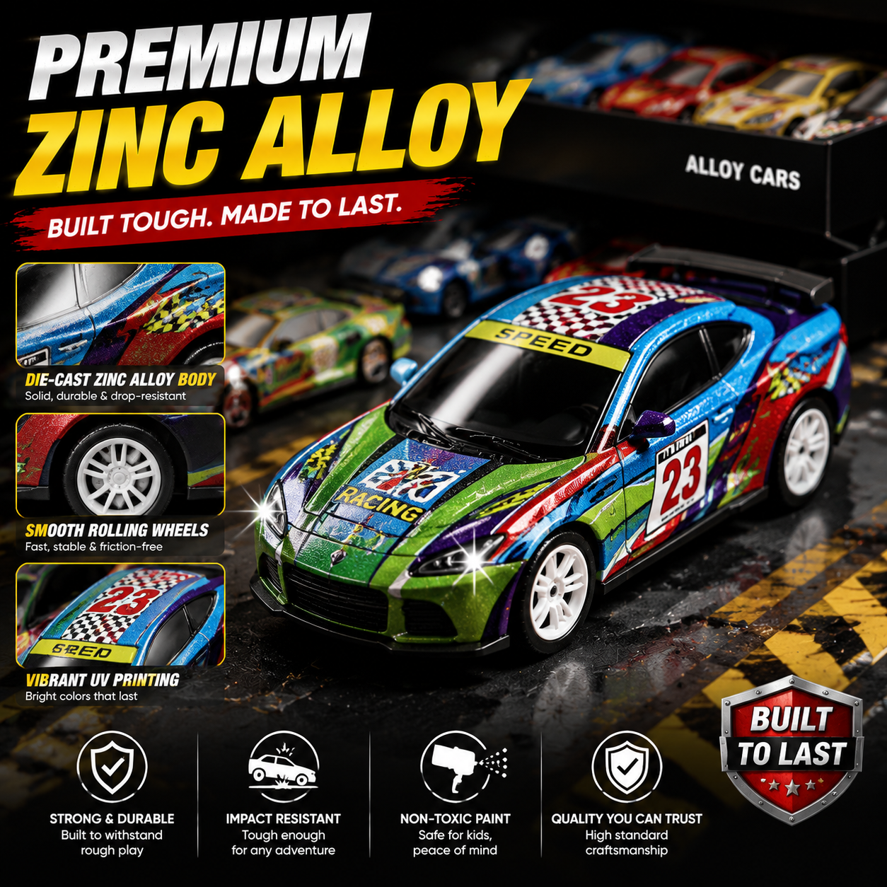 48pcs Pull-Back Toy Cars Set, Mini Alloy Racing Cars with Track Gift Box for Kids