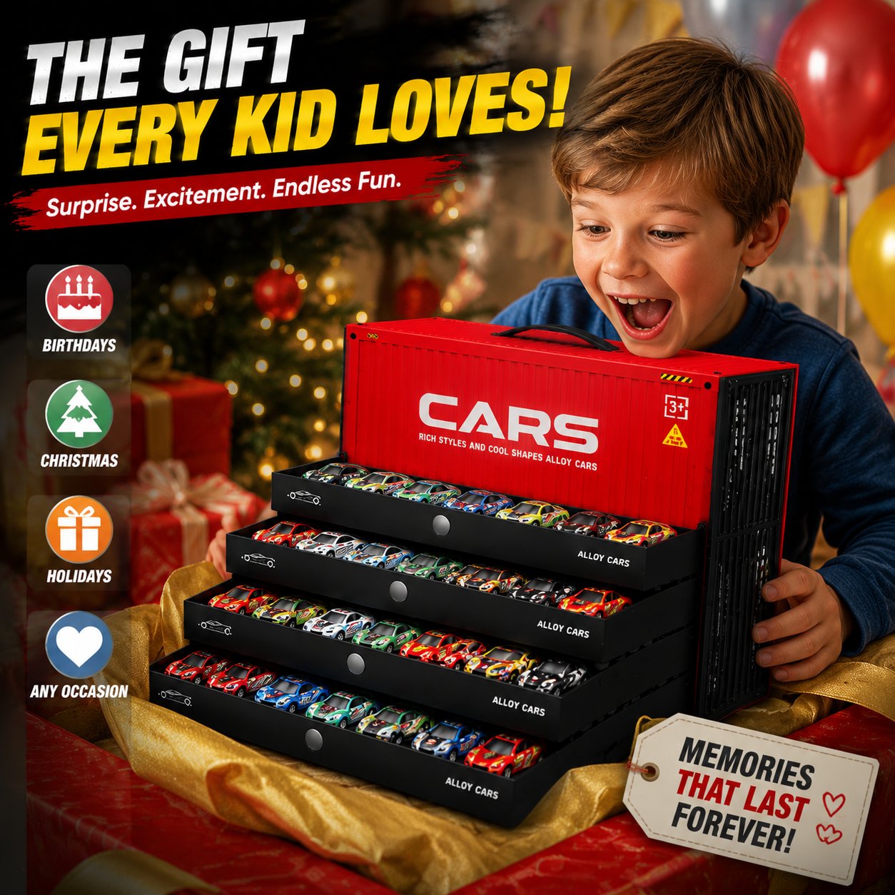 48pcs Pull-Back Toy Cars Set, Mini Alloy Racing Cars with Track Gift Box for Kids