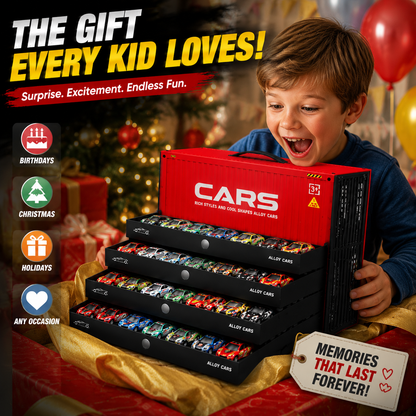 48pcs Pull-Back Toy Cars Set, Mini Alloy Racing Cars with Track Gift Box for Kids