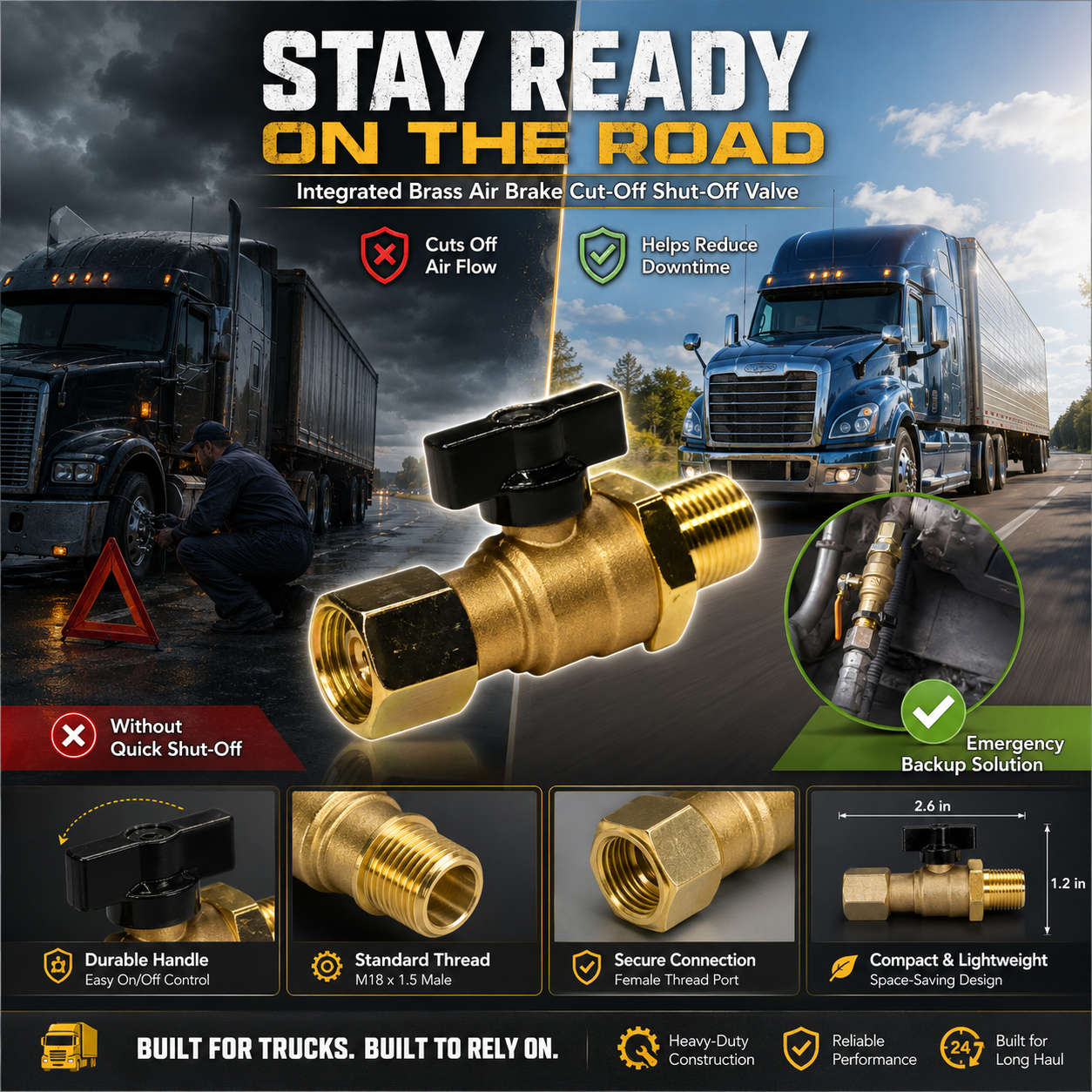 🔥 Bestseller Solid Brass Air Brake Cut Off Valve – Heavy-Duty Truck Repair Part ⚡