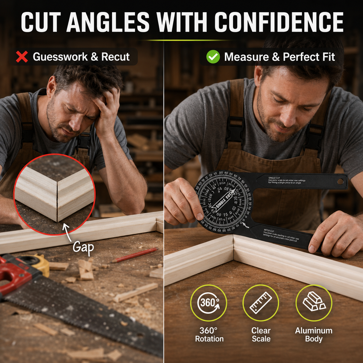 🔥 Bestseller 7-Inch Aluminum Miter Saw Protractor – Rust-Proof Angle Finder Tool ⚡