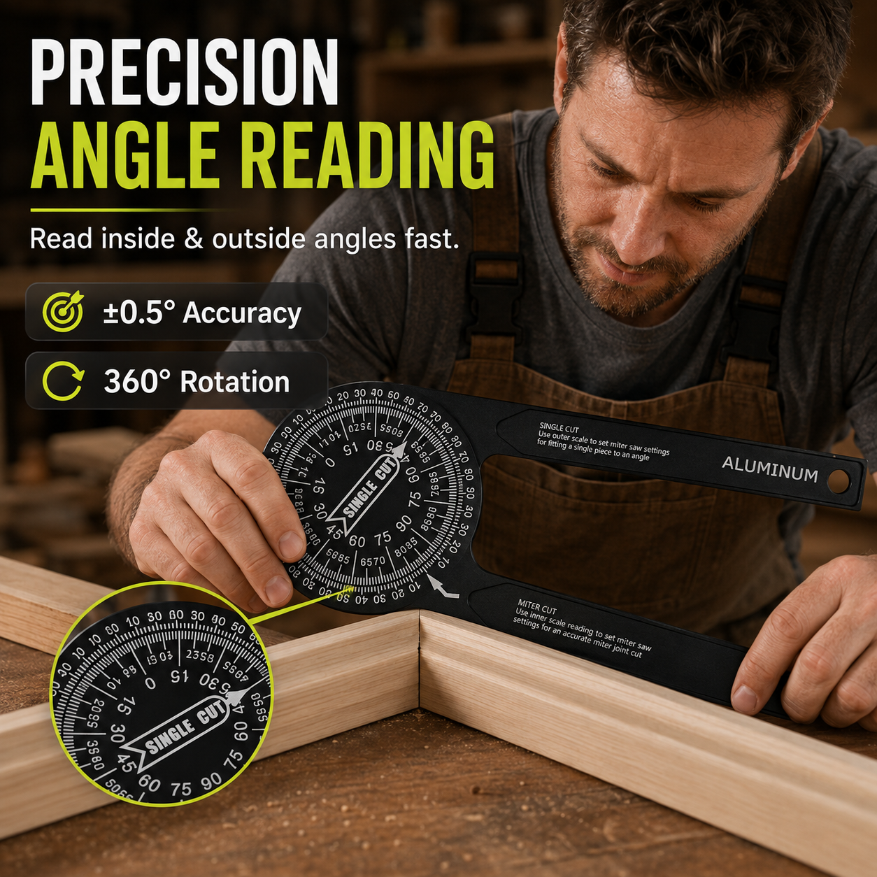 🔥 Bestseller 7-Inch Aluminum Miter Saw Protractor – Rust-Proof Angle Finder Tool ⚡