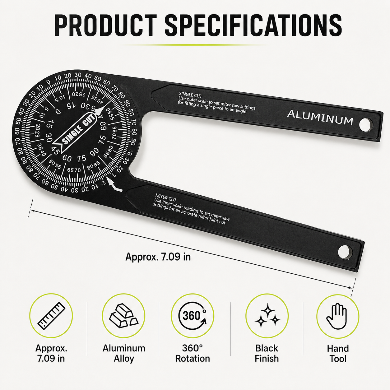 🔥 Bestseller 7-Inch Aluminum Miter Saw Protractor – Rust-Proof Angle Finder Tool ⚡