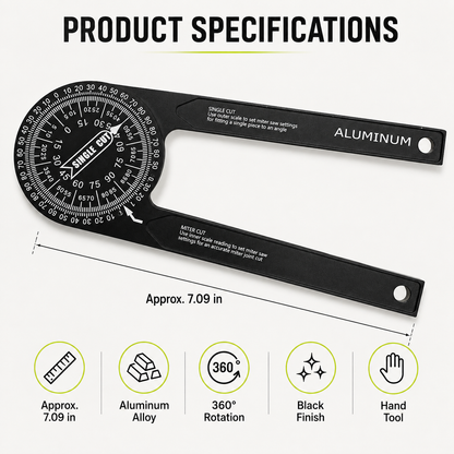 🔥 Bestseller 7-Inch Aluminum Miter Saw Protractor – Rust-Proof Angle Finder Tool ⚡