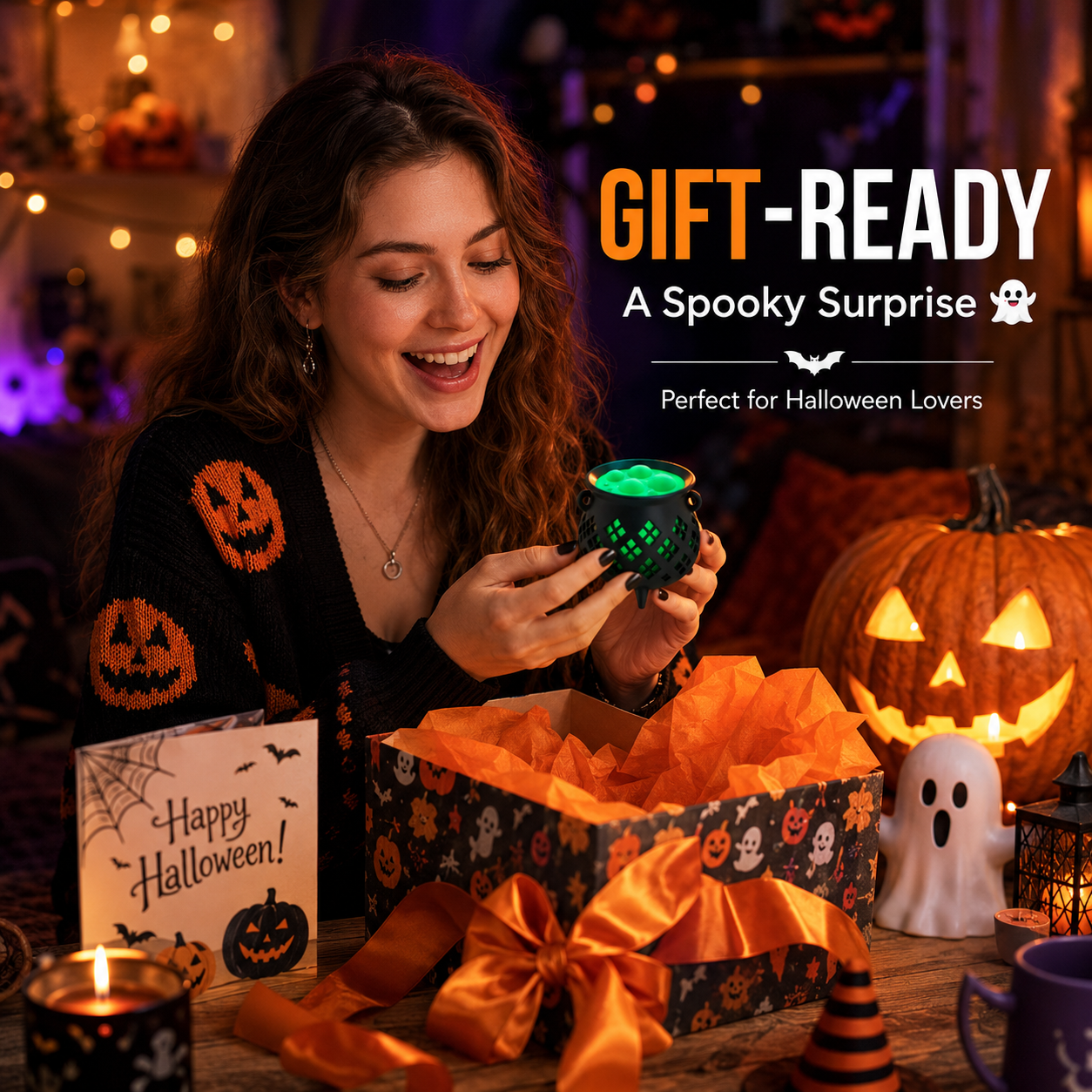 🎃Cute Witch's Cauldron Light | Halloween Lights | Candle Light