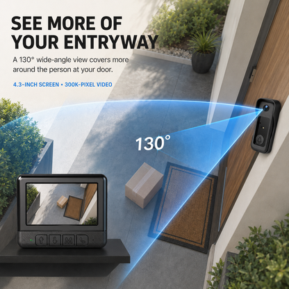 📹 4.3-Inch Screen Video Doorbell – See & Talk Without Wi-Fi