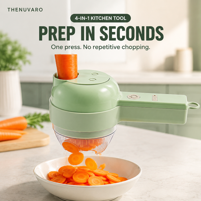 🔥🥕 4-in-1 Handheld Electric Vegetable Slicer & Chopper Set！！！