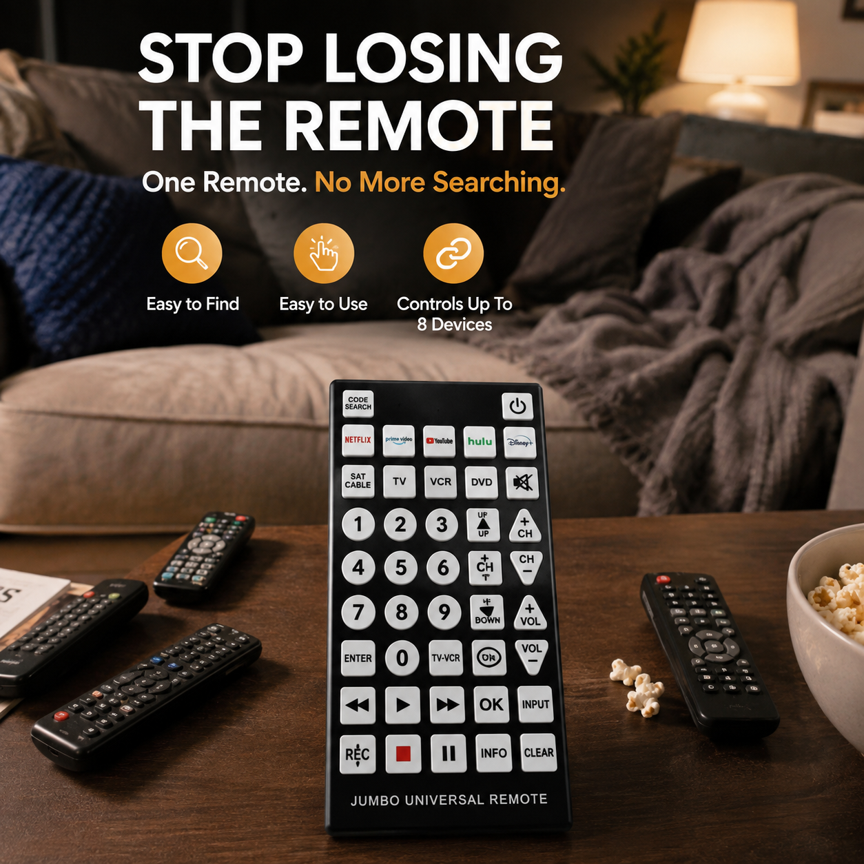 📺Jumbo Universal Remote Control | Large Easy-Read Buttons