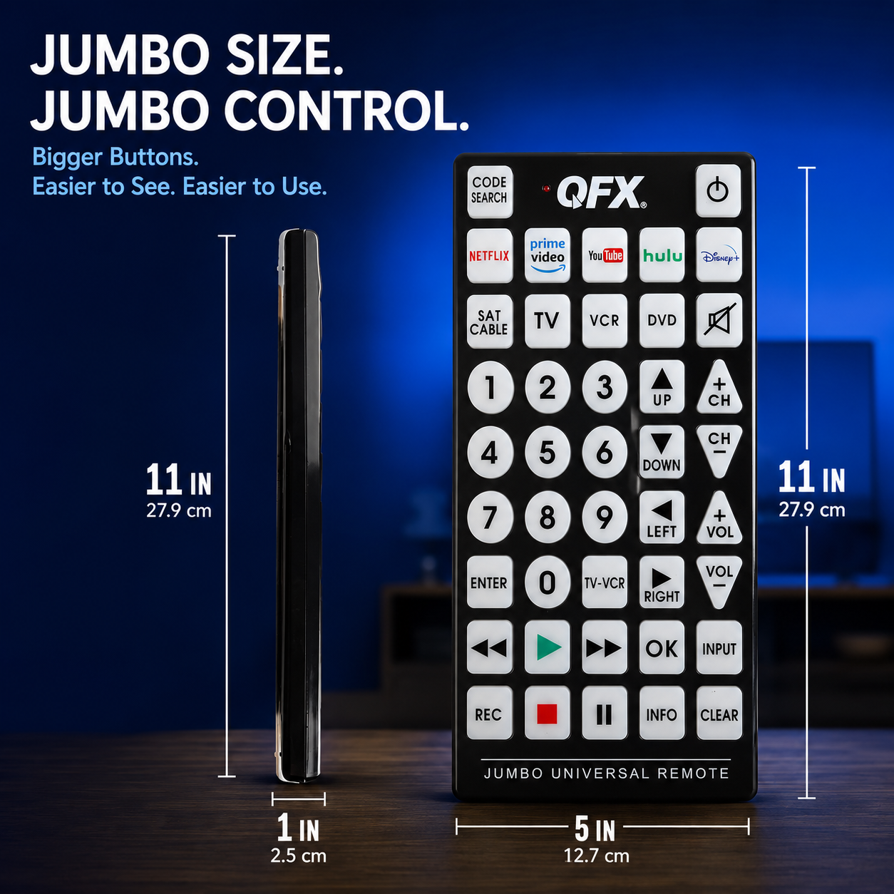📺Jumbo Universal Remote Control | Large Easy-Read Buttons
