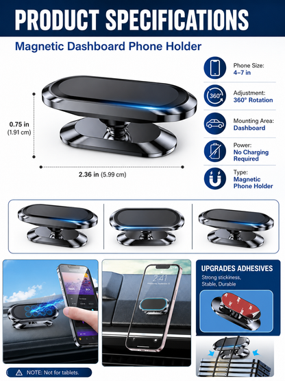 🚗 Driving Essential Magnetic Car Phone Holder with 360° Adjustable Mount