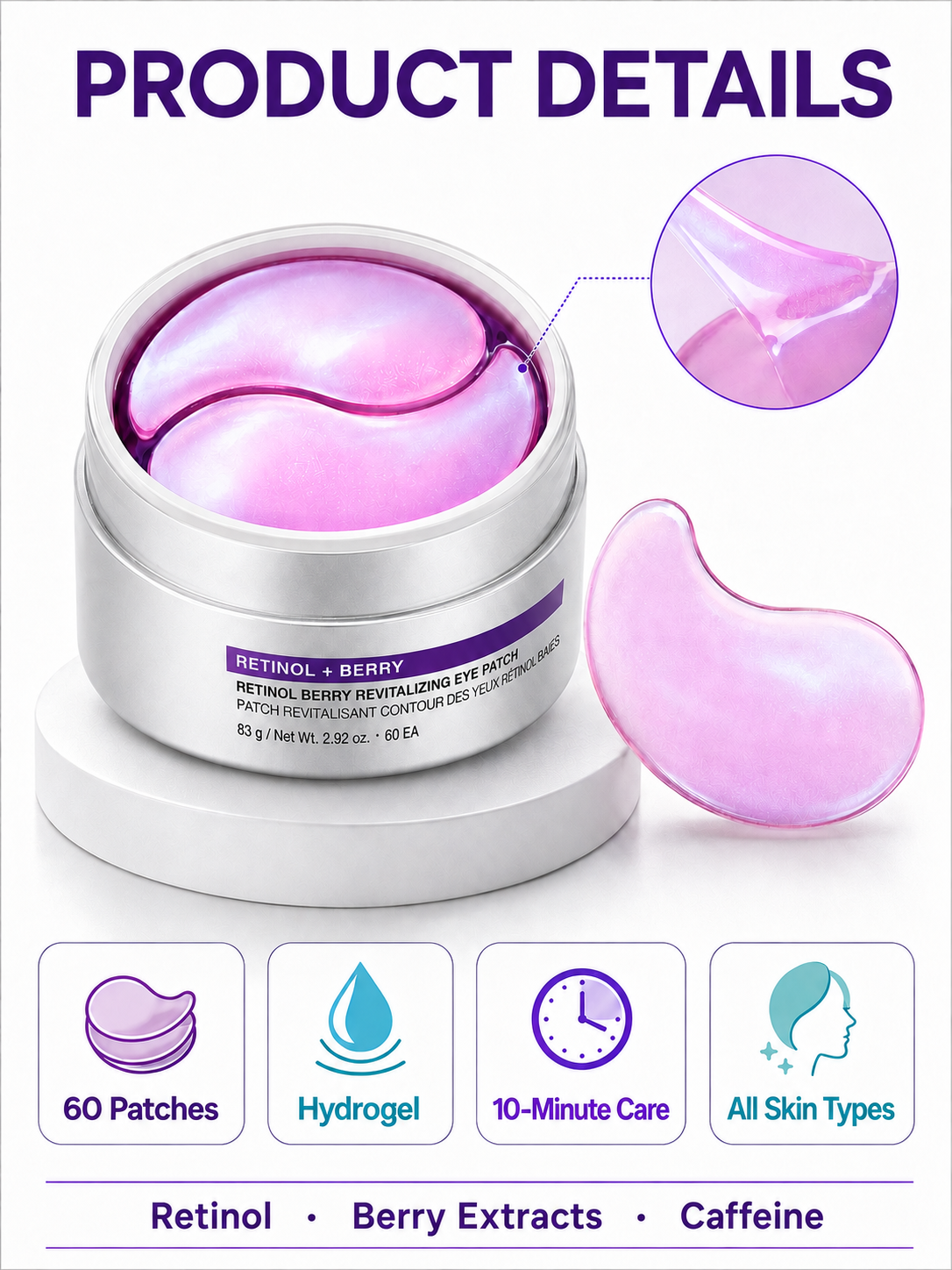 💖 Special Savings Retinol Berry Revitalizing Eye Patches for Brighter, Plumper-Looking Eyes