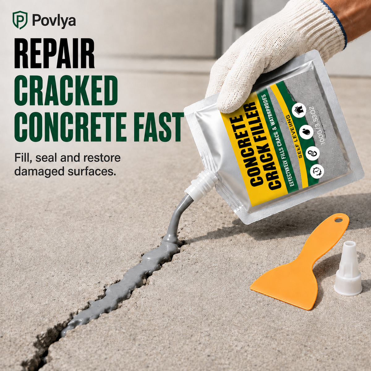 🛠️Waterproof Concrete Crack Filler for Indoor & Outdoor Use