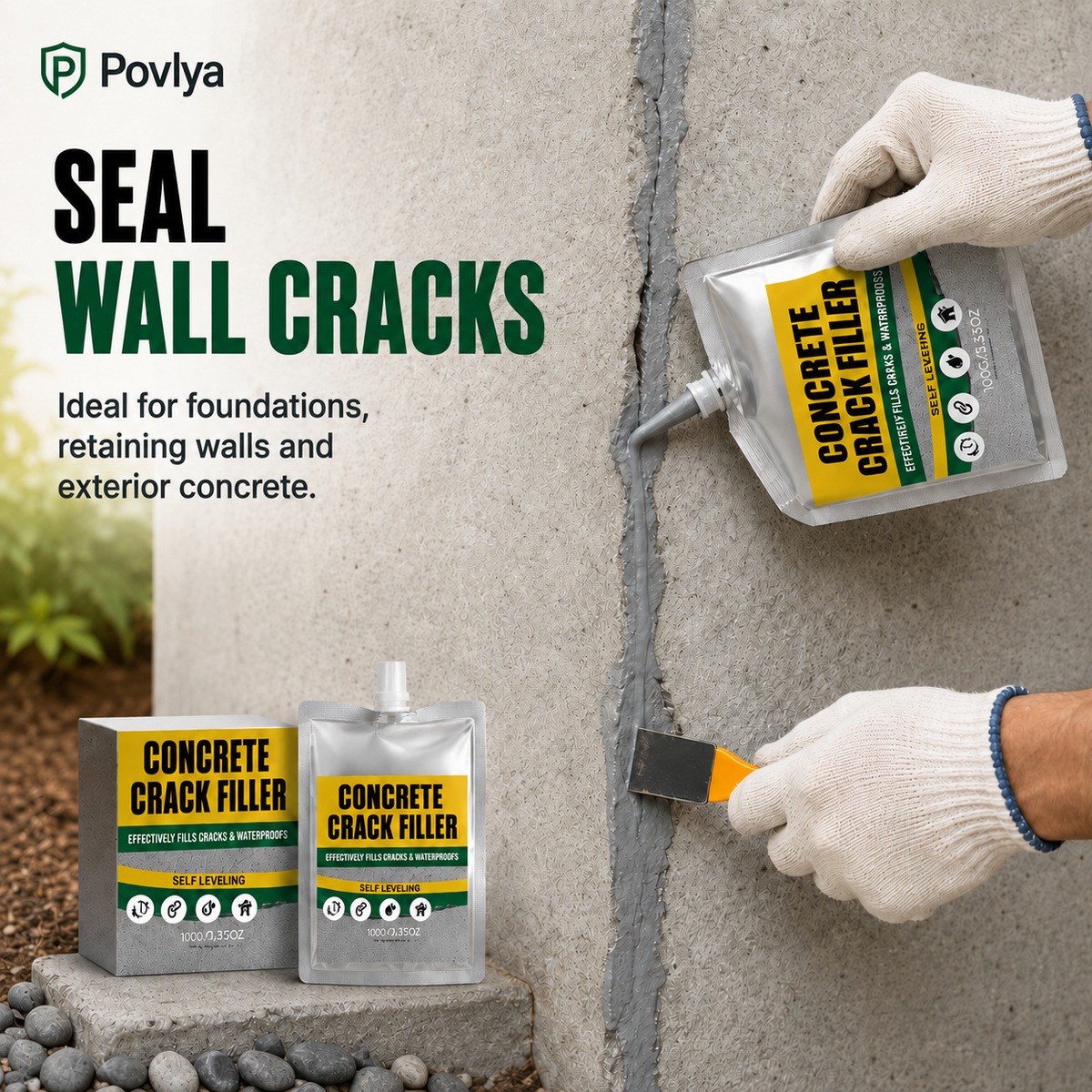 🛠️Waterproof Concrete Crack Filler for Indoor & Outdoor Use