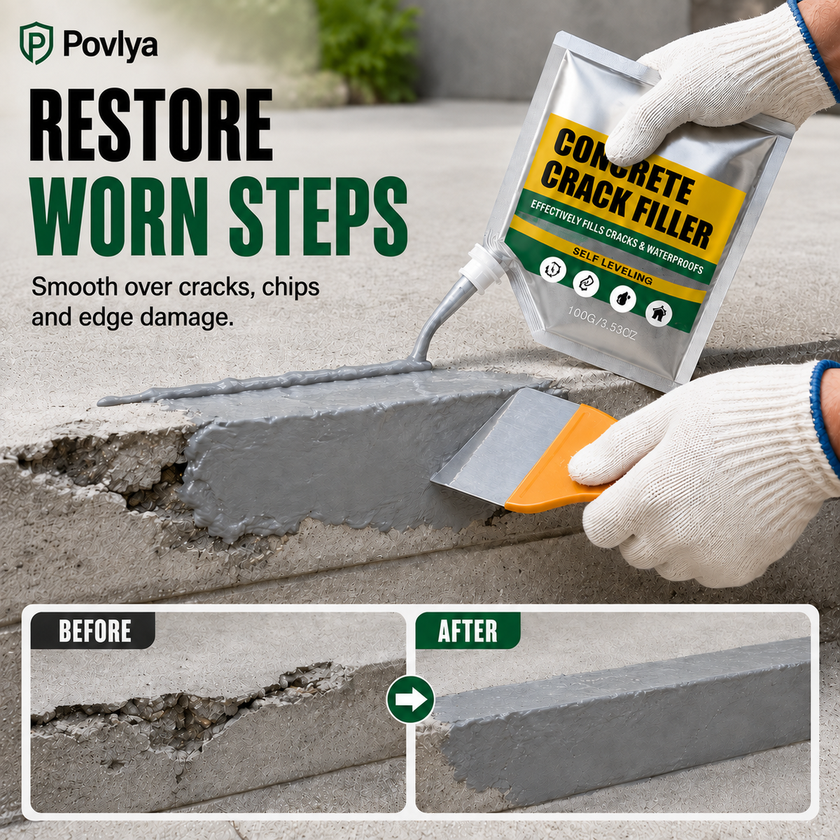 🛠️Waterproof Concrete Crack Filler for Indoor & Outdoor Use