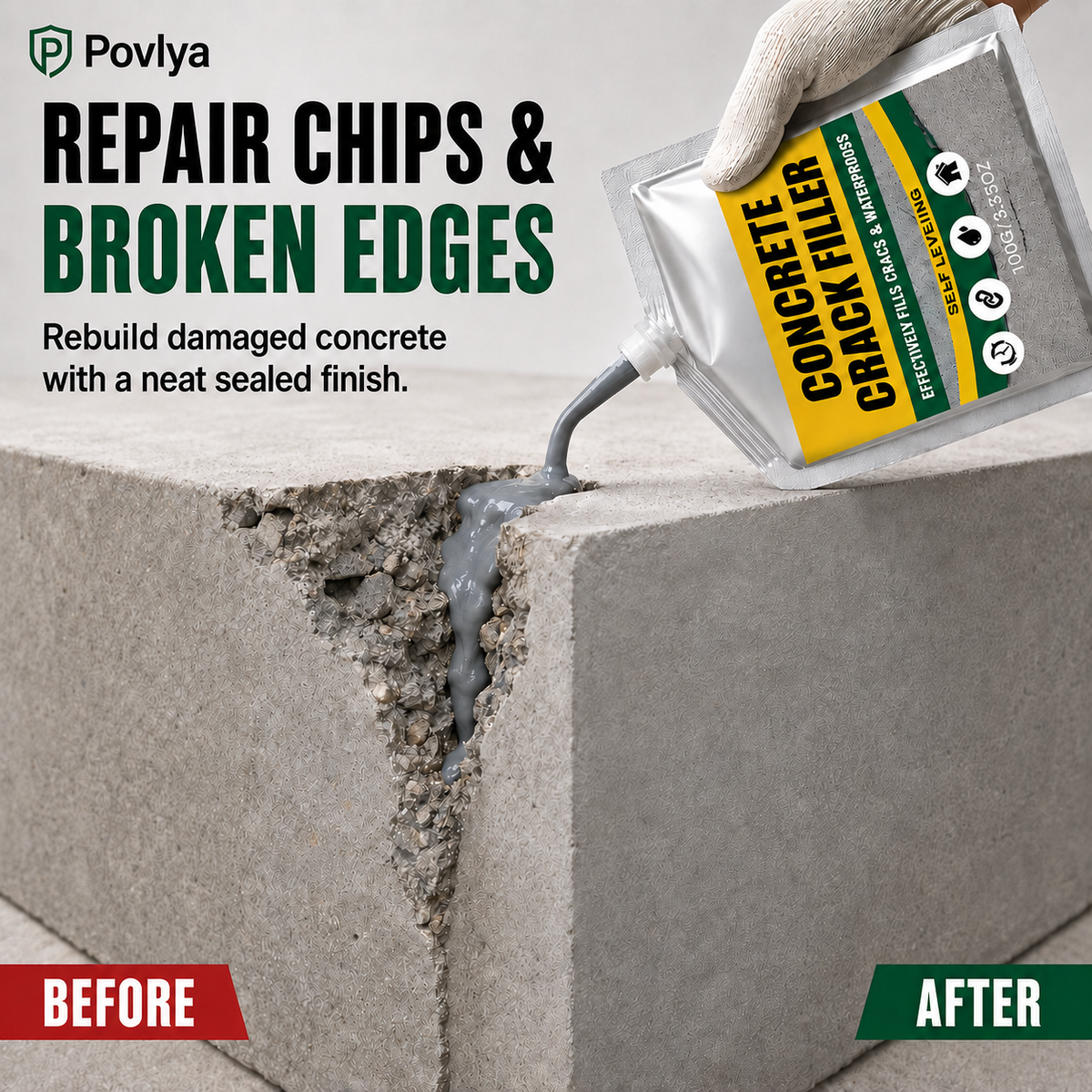 🛠️Waterproof Concrete Crack Filler for Indoor & Outdoor Use