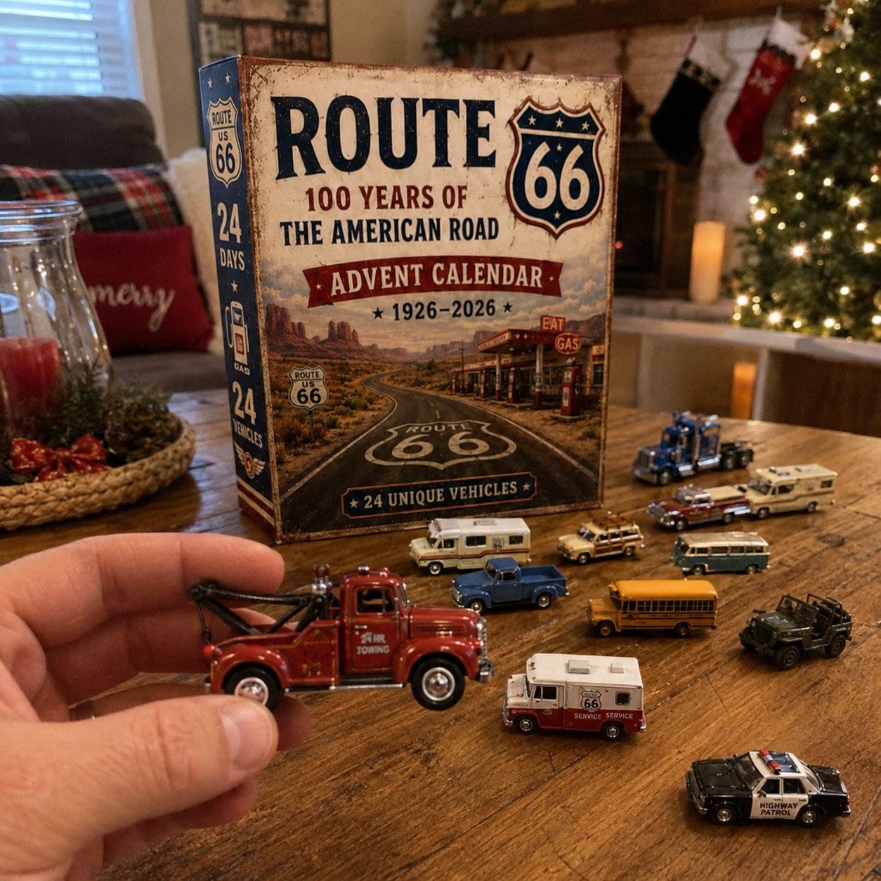 🚗🎄 100 Years of Route 66 – 24-Day Classic American Vehicle Advent Calendar | 1926–2026 Collector’s Edition