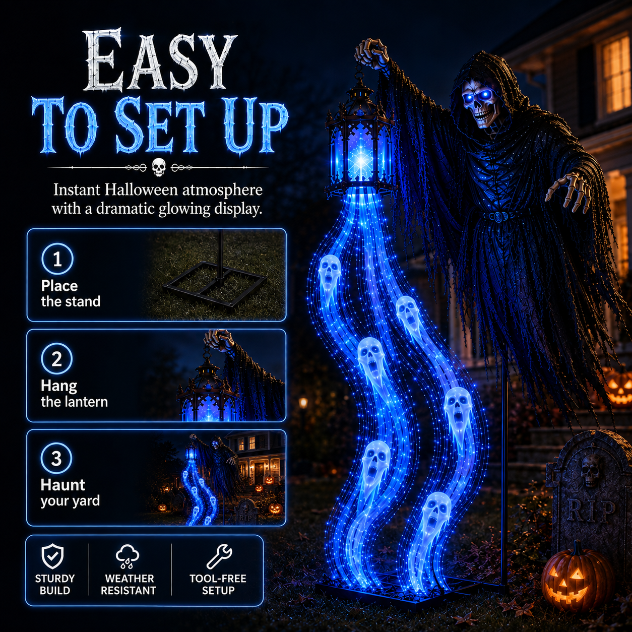 👻Today 49% OFF👻 Grim Reaper Ghost Cascade Halloween Yard Light