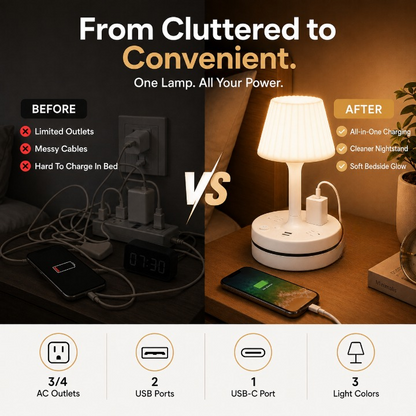 💡 Bedside Lamp + Charging Station – Light & Power in One
