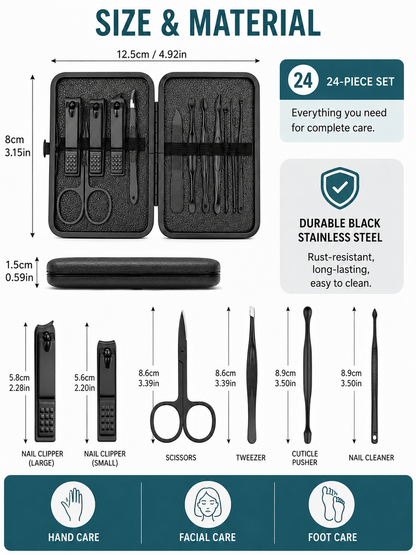 ✨Professional Portable Nail Clipper Set – Complete Grooming Kit for School, Travel & Home